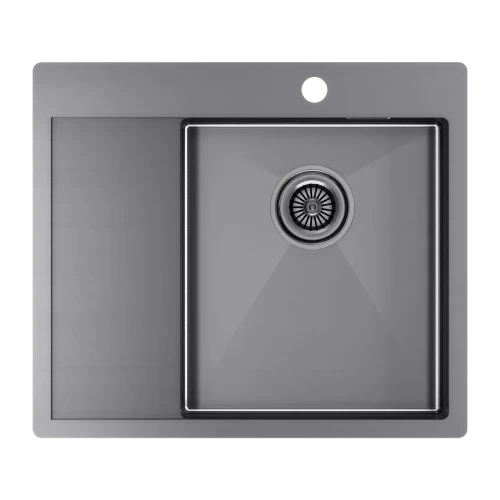 Кухонная мойка KRONER 59F из нержавеющей стали врезная Вороненая сталь GM