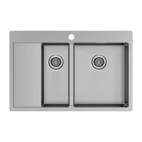 Кухонная мойка KRONER 78/2SF двойная Брашированная сталь