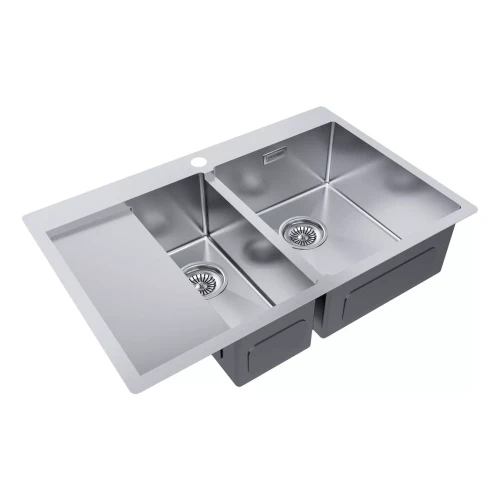 Кухонная мойка KRONER 78/2SF двойная Брашированная сталь