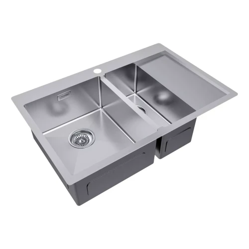 Кухонная мойка KRONER 78/2SF двойная Брашированная сталь