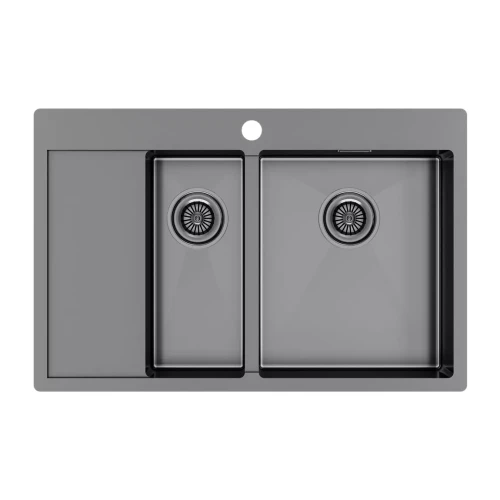 Кухонная мойка KRONER 78/2SF двойная Вороненая сталь GM