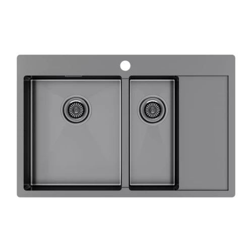 Кухонная мойка KRONER 78/2SF двойная Вороненая сталь GM