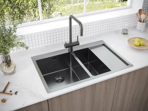 Кухонная мойка KRONER 78/2SF двойная Вороненая сталь GM