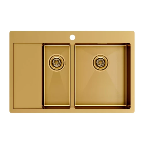 Кухонная мойка KRONER 78/2SF двойная Брашированное золото BG