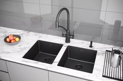 Кухонная мойка YUNI 39 UNI встраиваемая Матовый черный