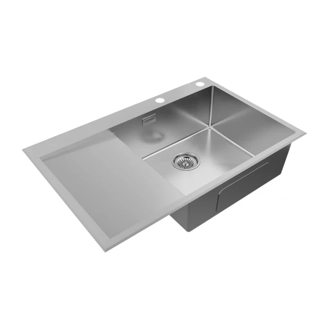 Кухонная мойка KRONER-EDGE 78F из нержавеющей стали врезная с крылом