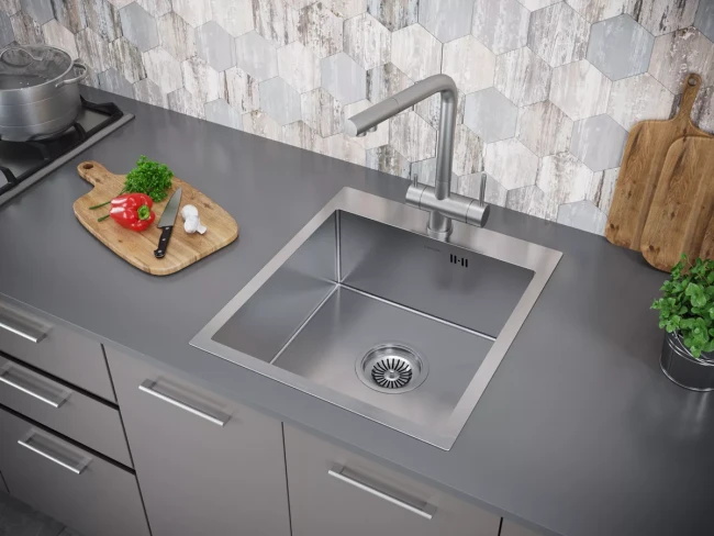 Кухонная мойка KRONER 45 из нержавеющей стали врезная