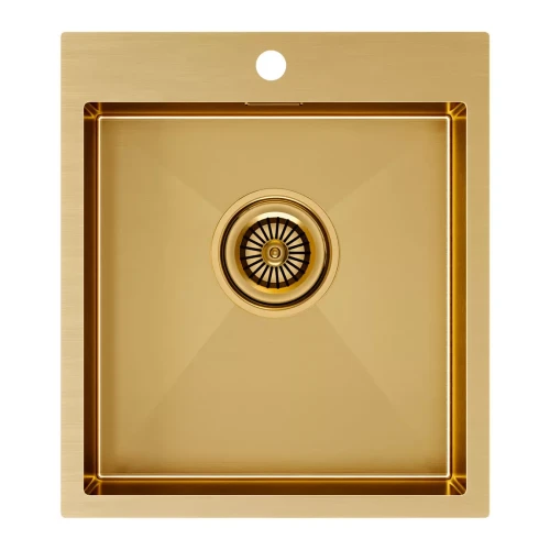 Кухонная мойка KRONER 45 из нержавеющей стали врезная Брашированное золото BG