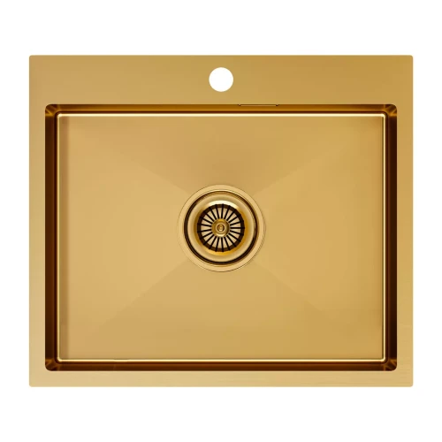 Кухонная мойка KRONER 59 из нержавеющей стали врезная Брашированное золото BG