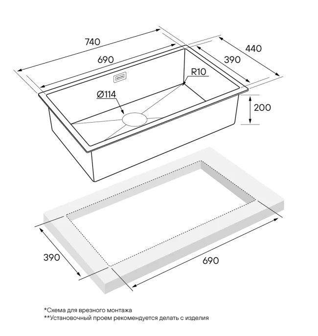 Кухонная мойка ALLER 74 UNI