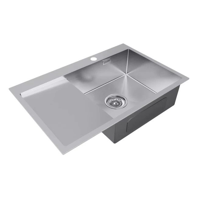 Кухонная мойка KRONER 78F из нержавейки с крылом