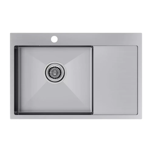 Кухонная мойка KRONER 78F из нержавейки с крылом Брашированная сталь