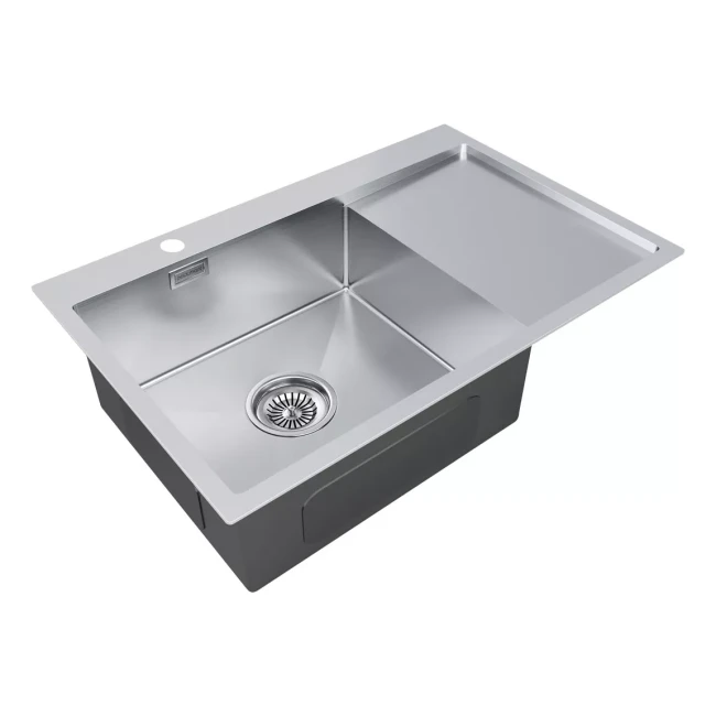 Кухонная мойка KRONER 78F из нержавейки с крылом