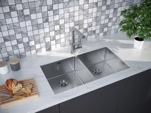 Кухонная мойка GERBERG 78/2 UNI Брашированная сталь