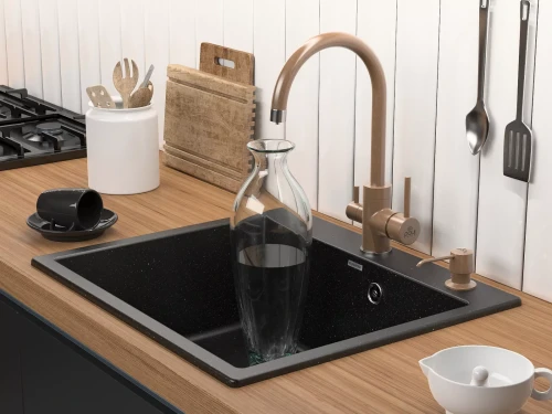 Кухонная мойка KANTE 60 врезная Черный гранит BL