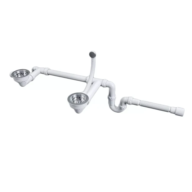 Сифон телескопический двойной с круглым переливом TRUST 1023