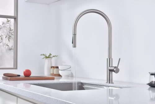 Смеситель Paulmark Senso сенсорный с режимами душ / струя Брашированная сталь