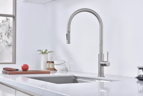 Смеситель Paulmark Senso сенсорный с режимами душ / струя Брашированная сталь