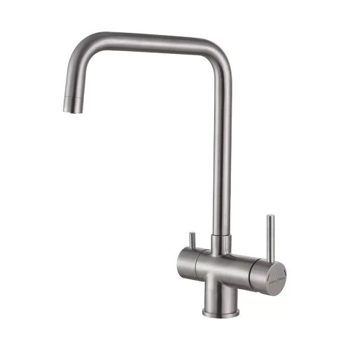 Смеситель с подключением к фильтру для воды двойной  Paulmark Wetter Брашированная сталь