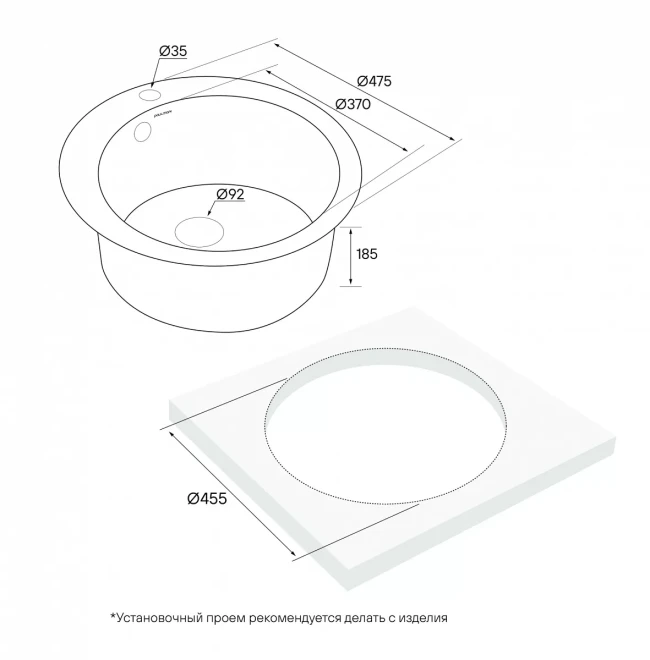 Кухонная мойка GELEGEN 50 круглая из искусственного гранита Кухонная мойка GELEGEN 50 круглая из искусственного гранита