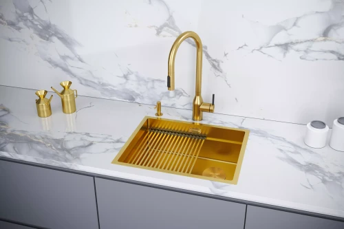 Кухонная мойка NEXT-PRO 54 UNI встраиваемая из нержавеющей стали Брашированное золото BG