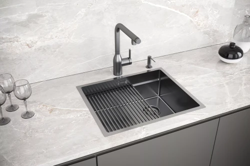 Кухонная мойка NEXT-PRO 54 UNI встраиваемая из нержавеющей стали Вороненая сталь GM
