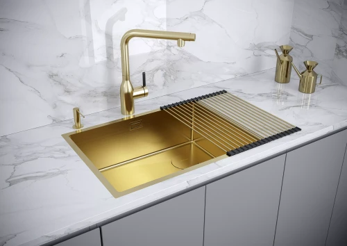 Кухонная мойка NEXT-SKEW 58 UNI Брашированное золото BG