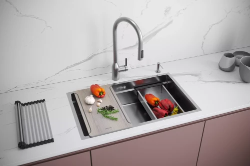 Кухонная мойка NEXT-MULTI SINK 74 UNI Брашированная сталь