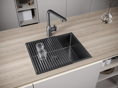 Кухонная мойка NEXT 54 UNI прямоугольная встраиваемая из нержавеющей стали Вороненая сталь GM