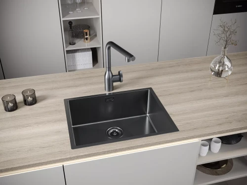 Кухонная мойка NEXT 54 UNI прямоугольная встраиваемая из нержавеющей стали Вороненая сталь GM