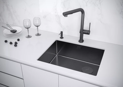 Кухонная мойка NEXT-SKEW 54 UNI Вороненая сталь GM
