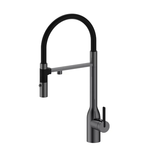 Смеситель Paulmark MAGNETO ONE с подключением к фильтру для воды с высоким изливом Вороненая сталь GM