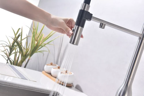 Смеситель Paulmark MAGNETO ONE с подключением к фильтру для воды с высоким изливом Брашированная сталь