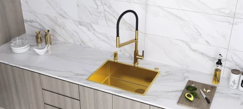 Кухонная мойка NEXT-SKEW 58 UNI Брашированное золото BG