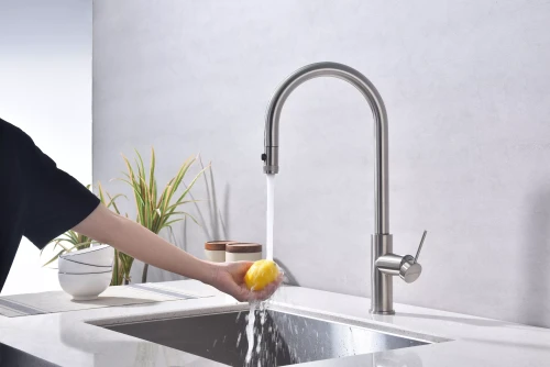 Смеситель Paulmark Galant с подключением к фильтру для воды однорычажный Брашированная сталь