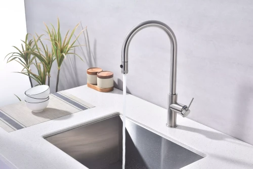 Смеситель Paulmark Galant с подключением к фильтру для воды однорычажный Брашированная сталь