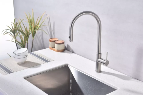 Смеситель Paulmark Galant с подключением к фильтру для воды однорычажный Брашированная сталь